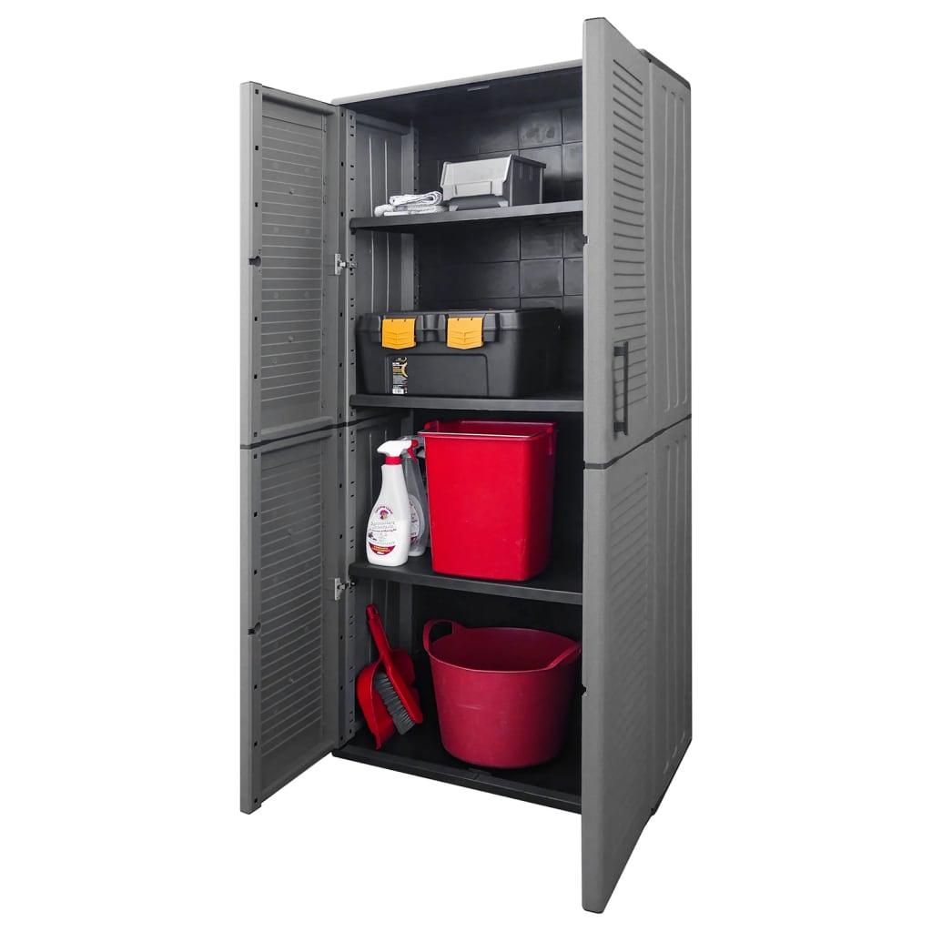 vidaXL Garden Storage Cabinet Gray and Black 26.8"x14.6"x64.2" PP - PRHOMZ