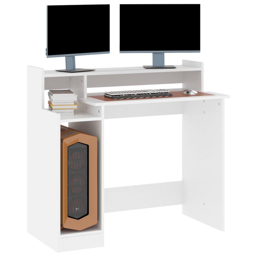 vidaXL Desk Home Office Table Computer Desk with LED Lights Engineered Wood - PRHOMZ