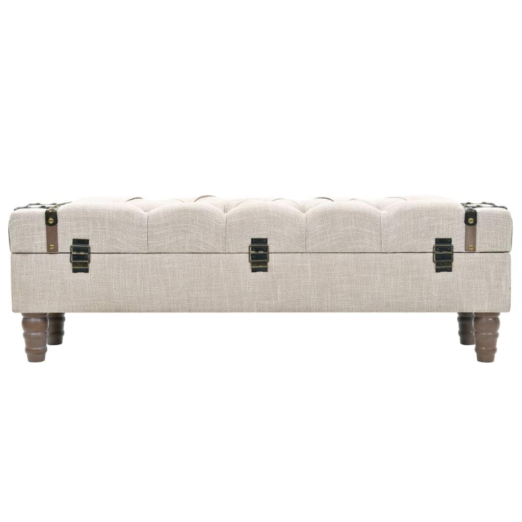 vidaXL Storage Bench 43.7" Cream Solid Wood Fir&Fabric - PRHOMZ