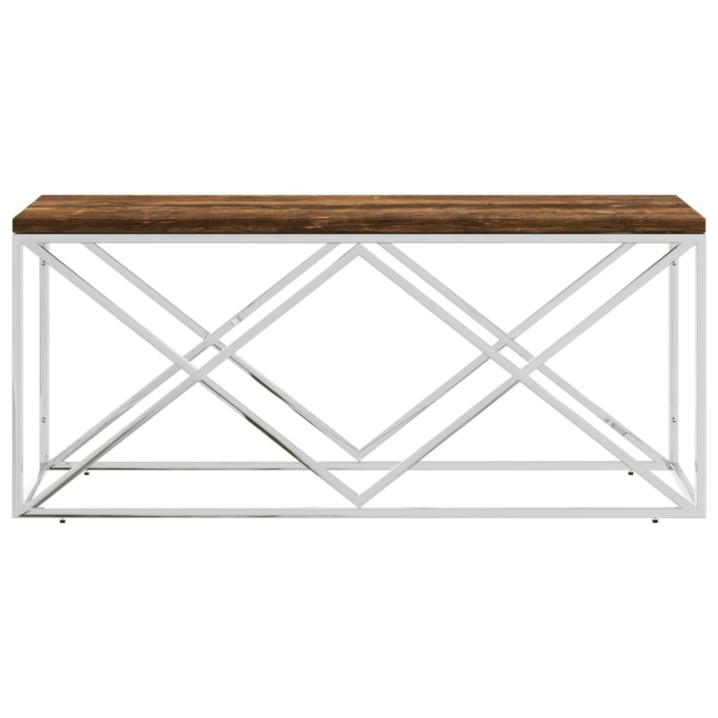 vidaXL Coffee Table Stainless Steel and Solid Wood Reclaimed - PRHOMZ