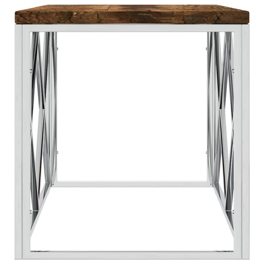 vidaXL Coffee Table Stainless Steel and Solid Wood Reclaimed - PRHOMZ