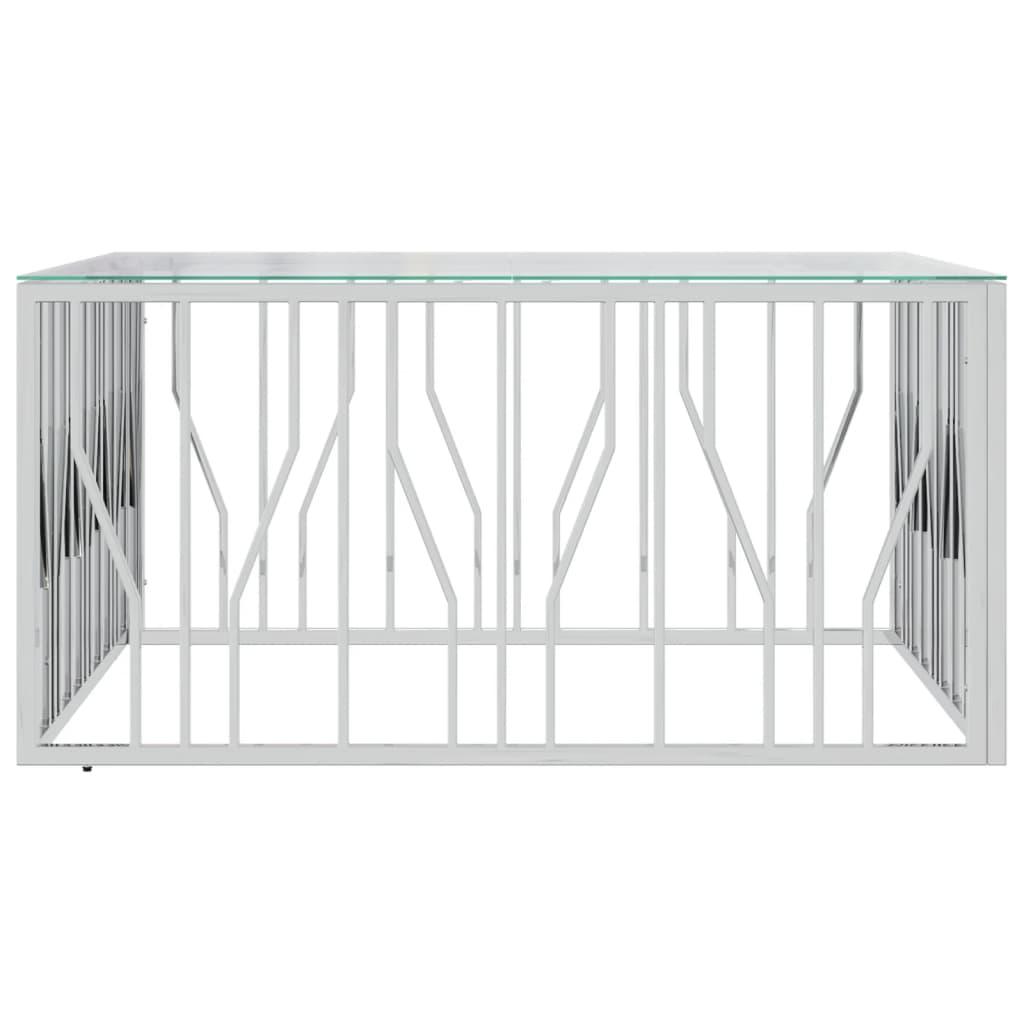 vidaXL Coffee Table 39.4"x39.4"x19.7" Stainless Steel and Glass - PRHOMZ