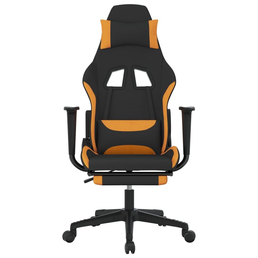 vidaXL Gaming Chair with Footrest Black and Orange Fabric - PRHOMZ