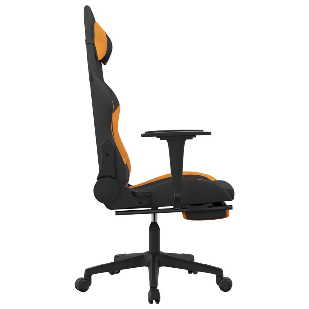 vidaXL Gaming Chair with Footrest Black and Orange Fabric - PRHOMZ