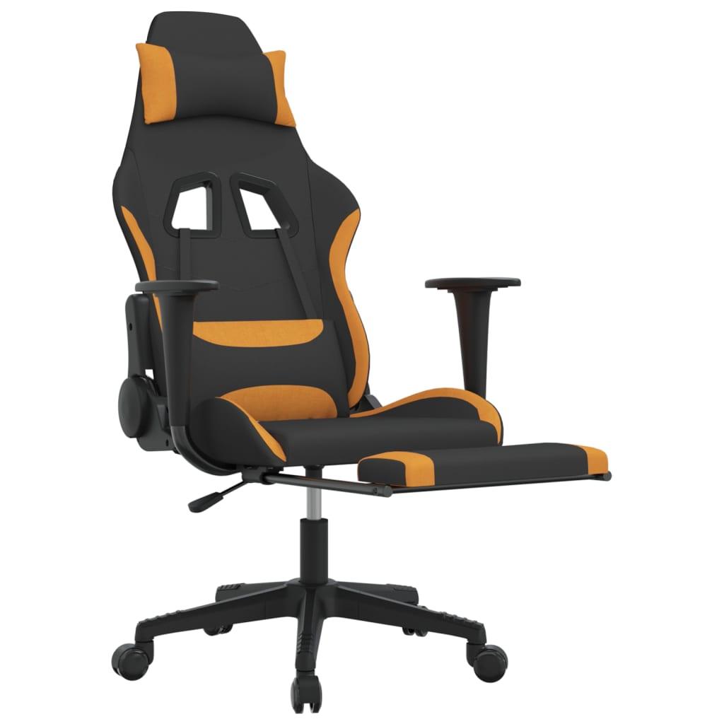 vidaXL Gaming Chair with Footrest Black and Orange Fabric - PRHOMZ
