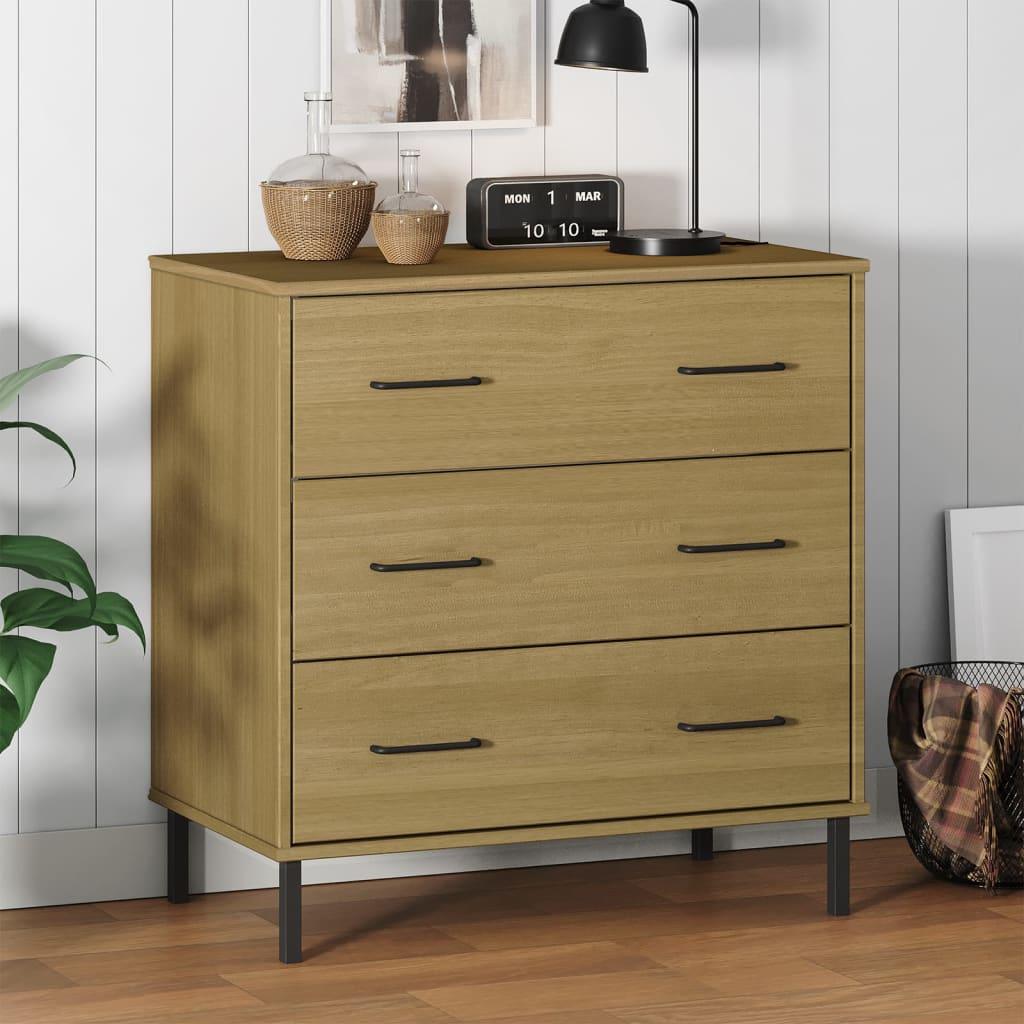 vidaXL OSLO Sideboard – Solid Wood Storage Cabinet with Drawers - PRHOMZ