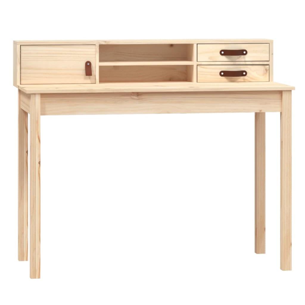 vidaXL Desk Storage Computer Writing Working Table Furniture Solid Wood Pine - PRHOMZ