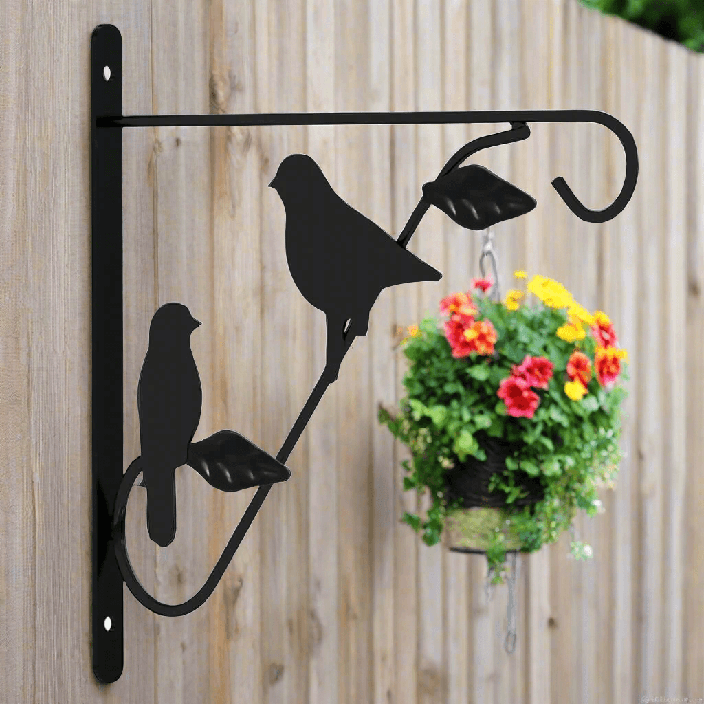 Hanging Basket Brackets 4 pcs Black Steel - PRHOMZ