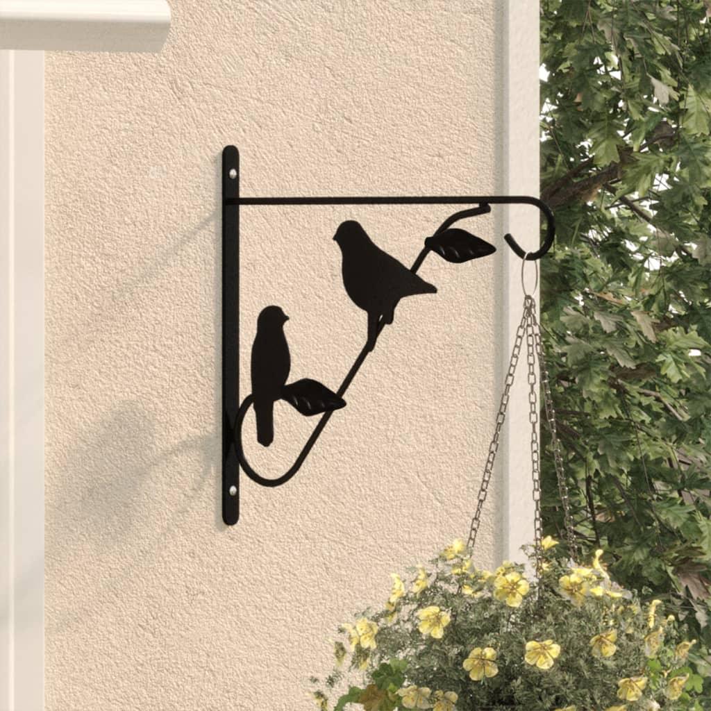Hanging Basket Brackets 4 pcs Black Steel - PRHOMZ