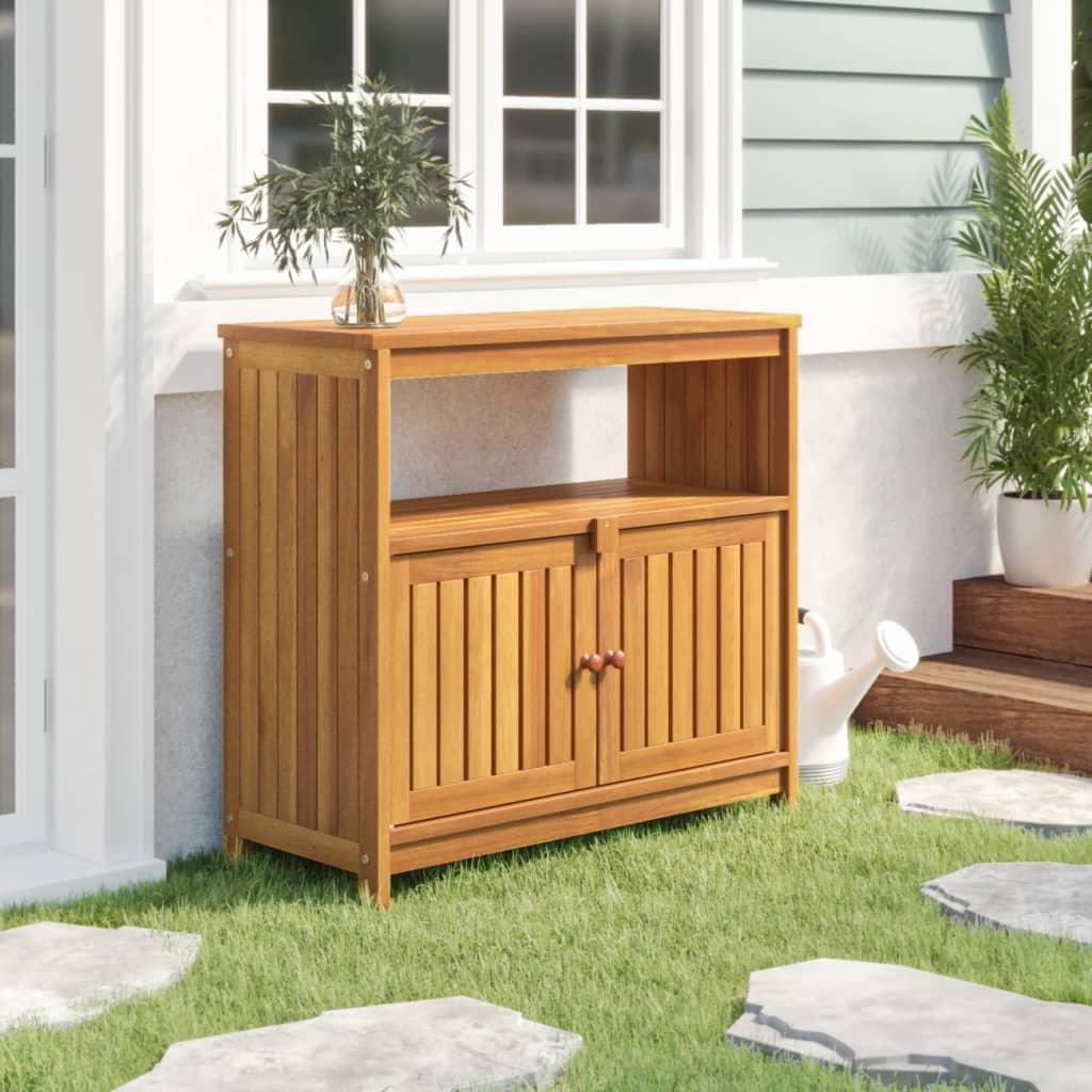 vidaXL Patio Console Table with Storage Outdoor Furniture Solid Wood Acacia - PRHOMZ