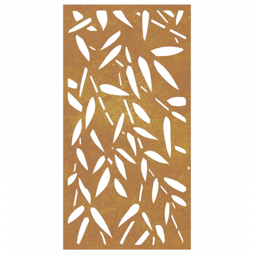 vidaXL Patio Wall Decoration 41.3"x21.7" Corten Steel Bamboo Leaf Design - PRHOMZ