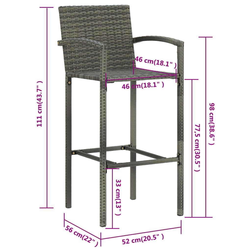 vidaXL Bar Stool Counter Height Bar Stool Patio Rattan Furniture Poly Rattan - PRHOMZ