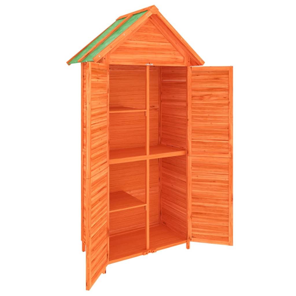 vidaXL Garden Tool Shed Brown 35"x20.7"x68.9" Solid Wood Pine - PRHOMZ