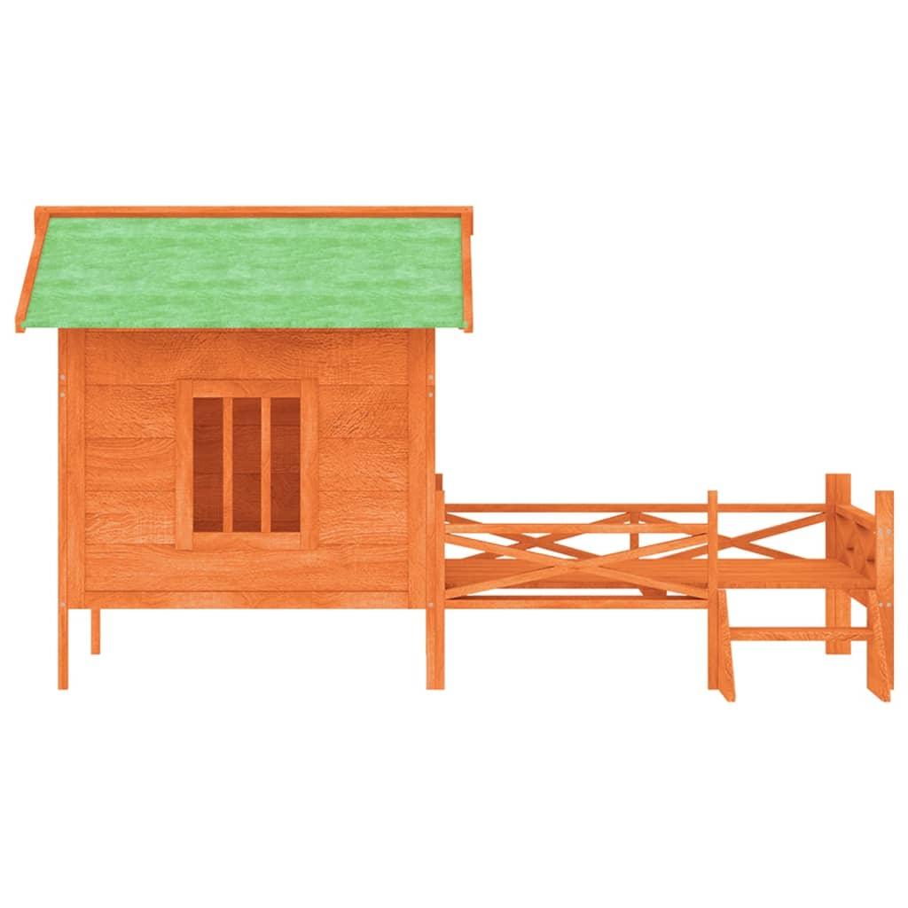 vidaXL Dog Kennel Brown 62.6"x47.2"x34.8" Solid Wood Pine - PRHOMZ