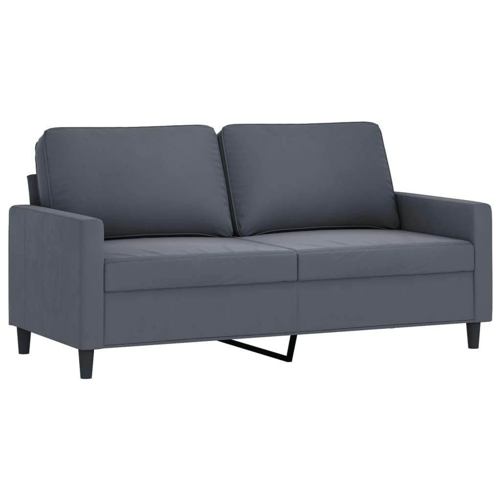 vidaXL 2 Piece Sofa Set with Cushions Dark Gray Velvet - PRHOMZ