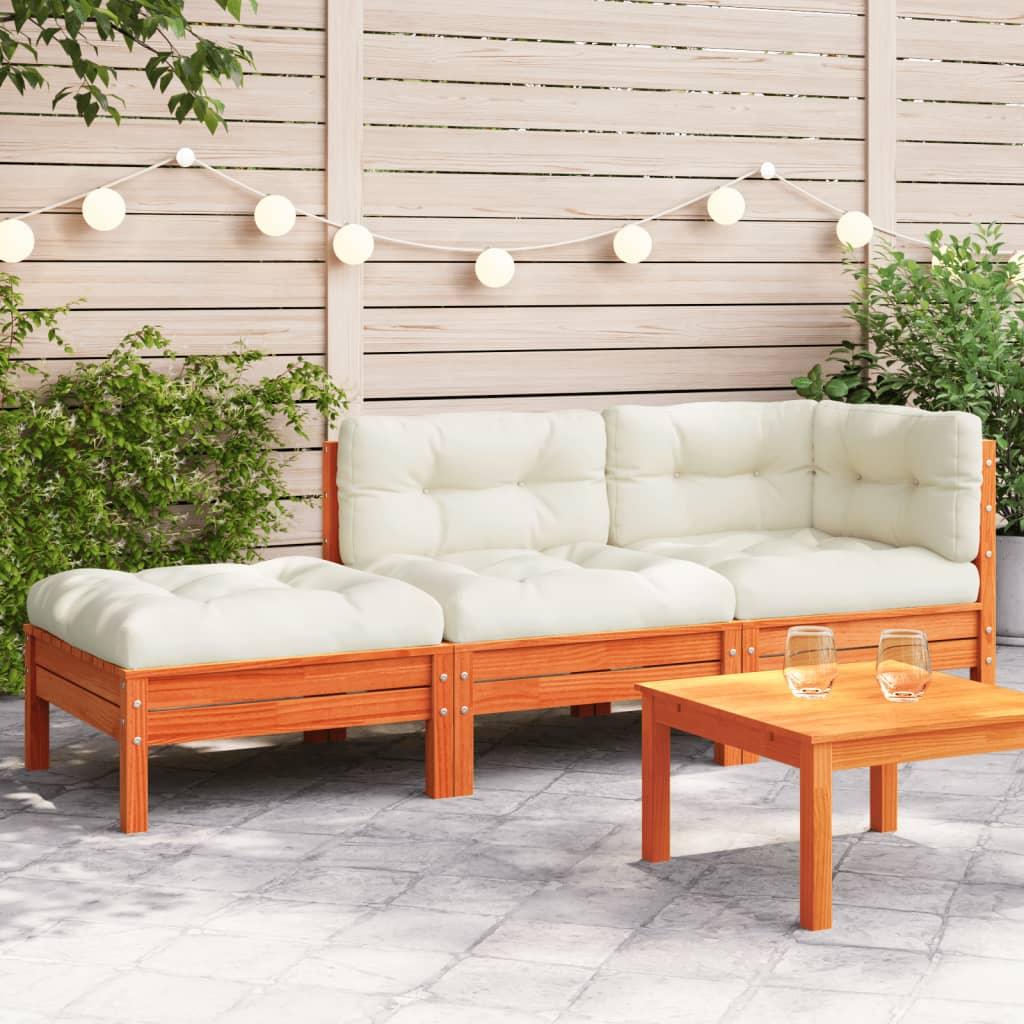 vidaXL Patio Sofa with Cushions and Footstool 2-Seater - PRHOMZ