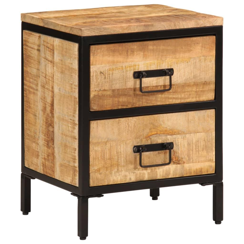 vidaXL Bed Cabinet with 2 Drawers 15.7"x13.8"x20.9" Solid Rough Wood Mango - PRHOMZ