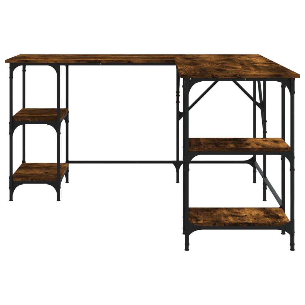 vidaXL Desk Storage L-shape Computer Study Table with Shelves Engineered Wood - PRHOMZ