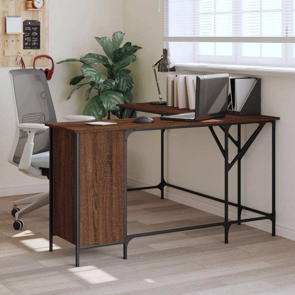 vidaXL Desk Storage L-shape Computer Study Table with Shelves Engineered Wood - PRHOMZ