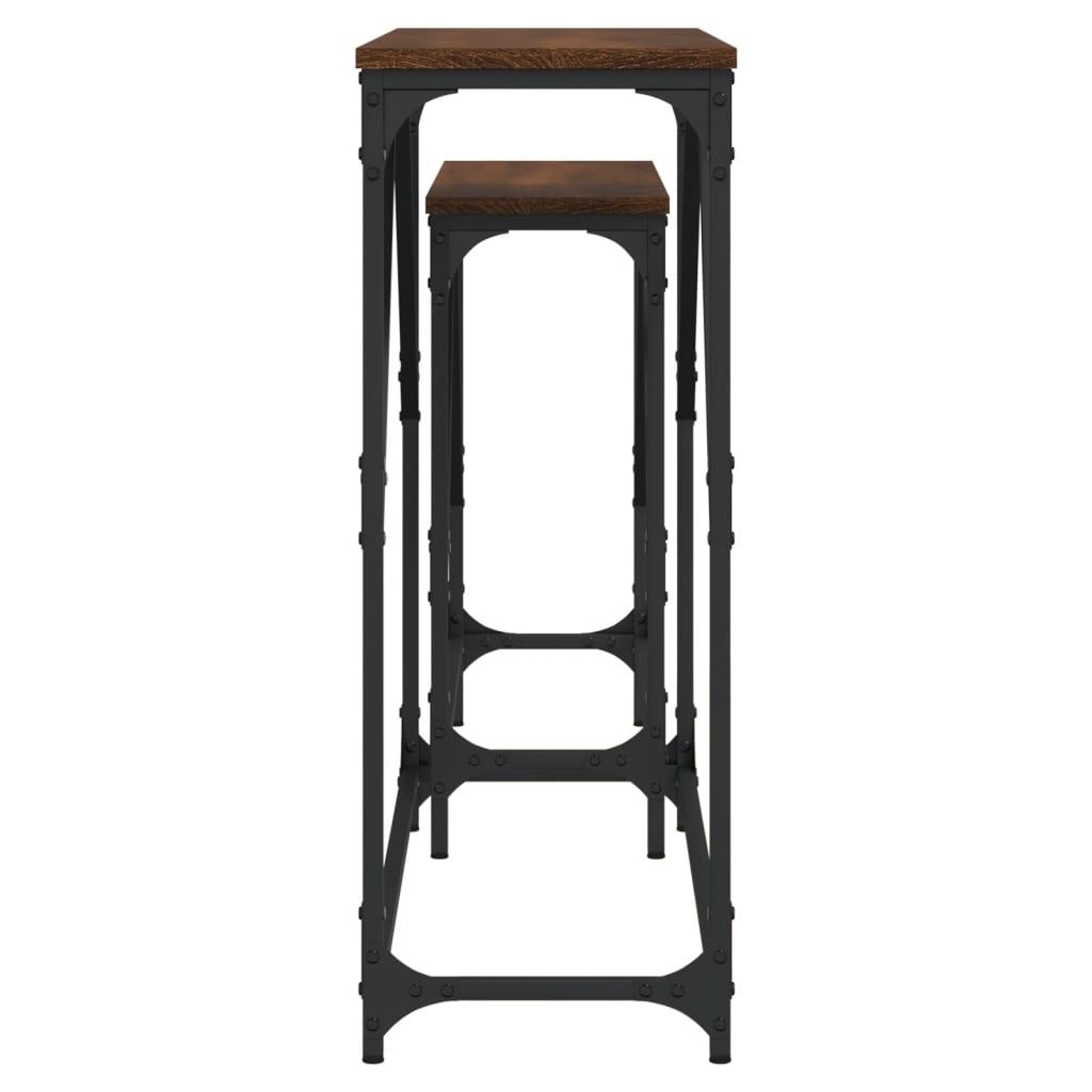 vidaXL Nesting Console Tables 2 pcs Brown Oak Engineered Wood - PRHOMZ