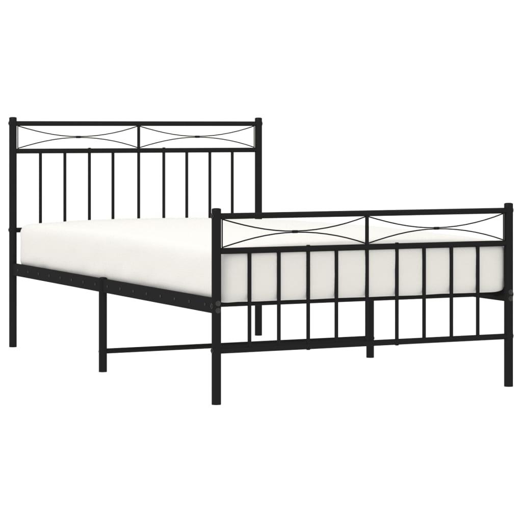 vidaXL Metal Bed Frame with Headboard and Footboard Black 39.4"x78.7" - PRHOMZ