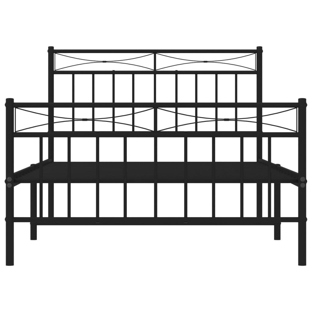 vidaXL Metal Bed Frame with Headboard and Footboard Black 39.4"x78.7" - PRHOMZ