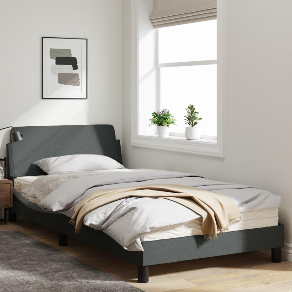 Twin XL Bed Frame with Headboard – Dark Gray Fabric 39.4"x79.9 - PRHOMZ