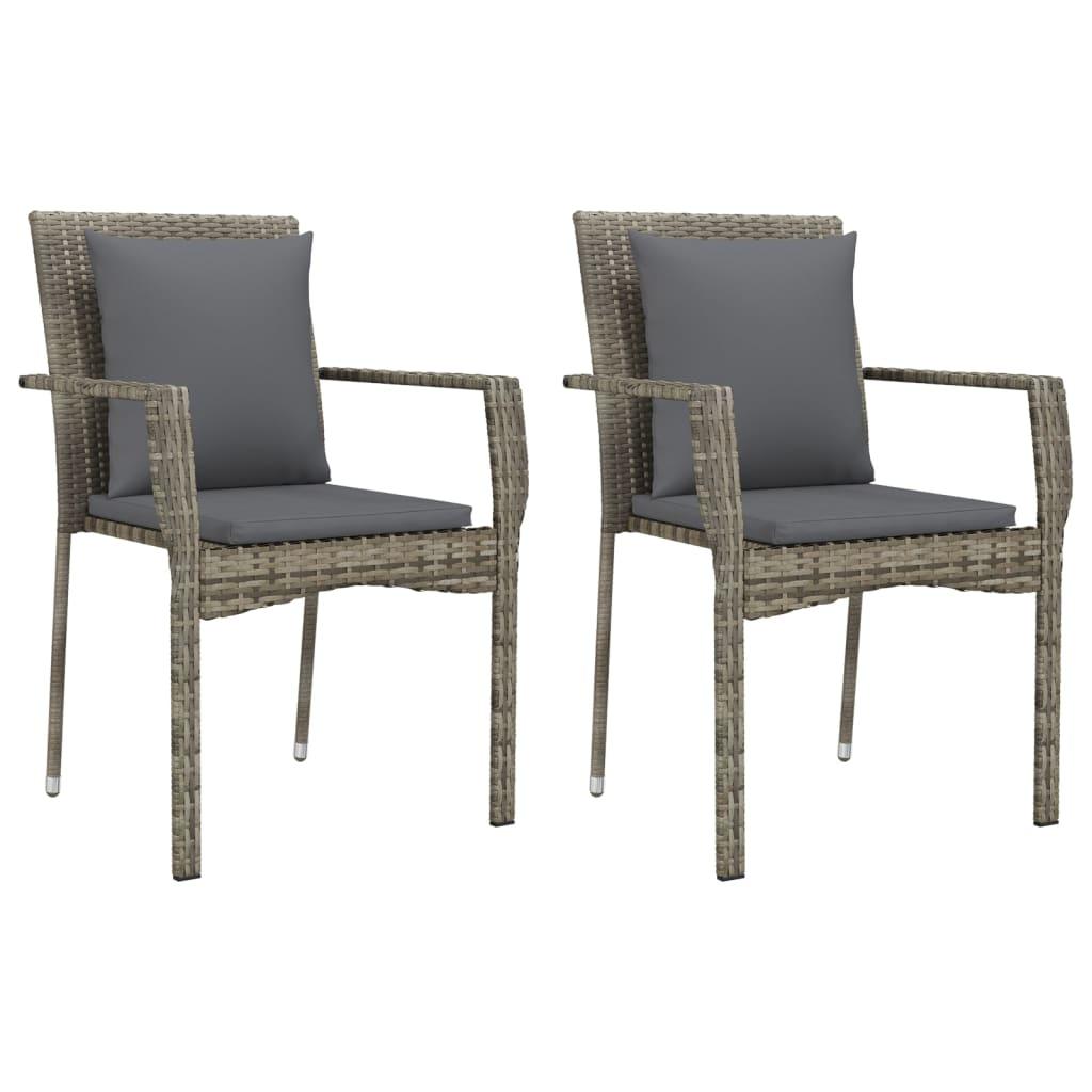 vidaXL 9 Piece Patio Dining Set with Cushions Gray Poly Rattan - PRHOMZ