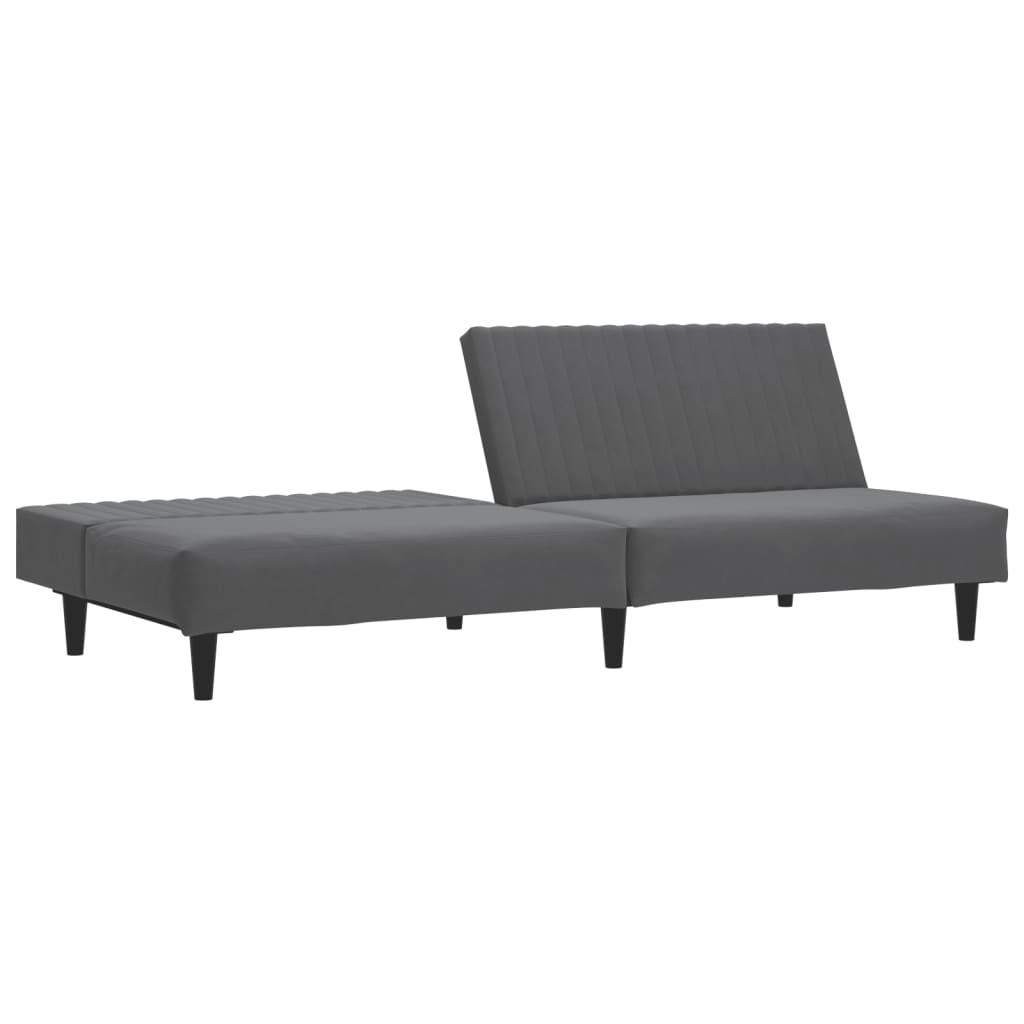 vidaXL 2-Seater Sofa Bed Dark Gray Velvet - PRHOMZ
