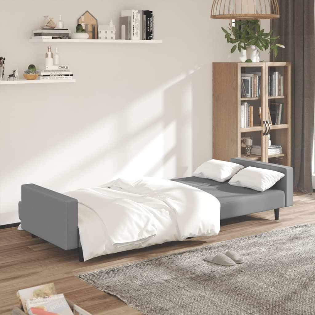 vidaXL 2-Seater Sofa Bed Light Gray Velvet - PRHOMZ