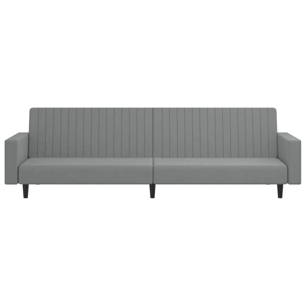 vidaXL 2-Seater Sofa Bed Light Gray Velvet - PRHOMZ