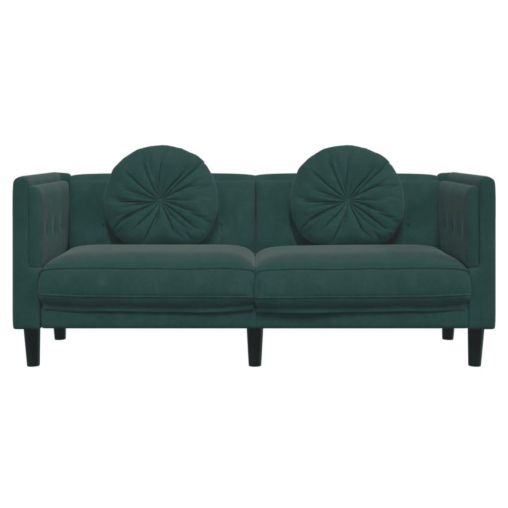 vidaXL Sofa with Cushions 2-Seater Dark Green Velvet - PRHOMZ