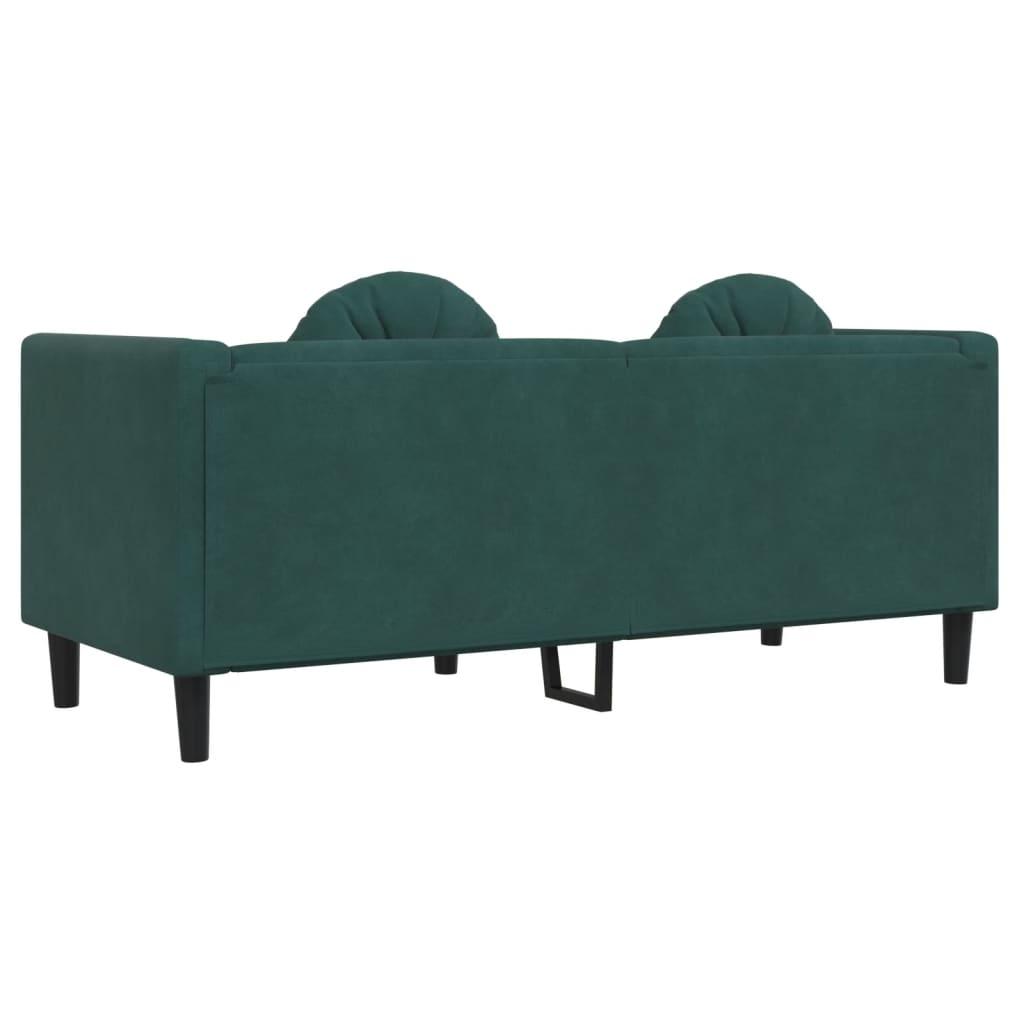 vidaXL Sofa with Cushions 2-Seater Dark Green Velvet - PRHOMZ