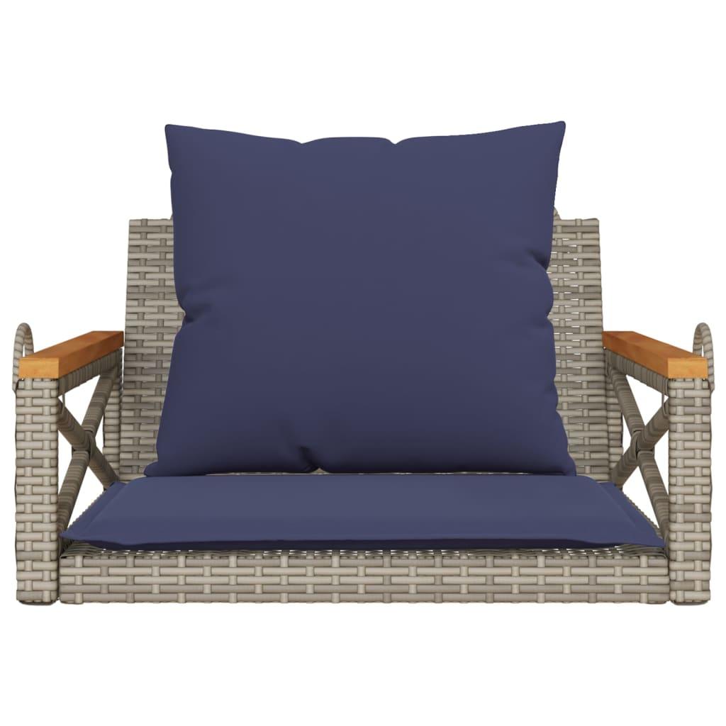 vidaXL Swing Bench with Cushions Hammock Chair Poly Rattan Brown/Gray/Black - PRHOMZ