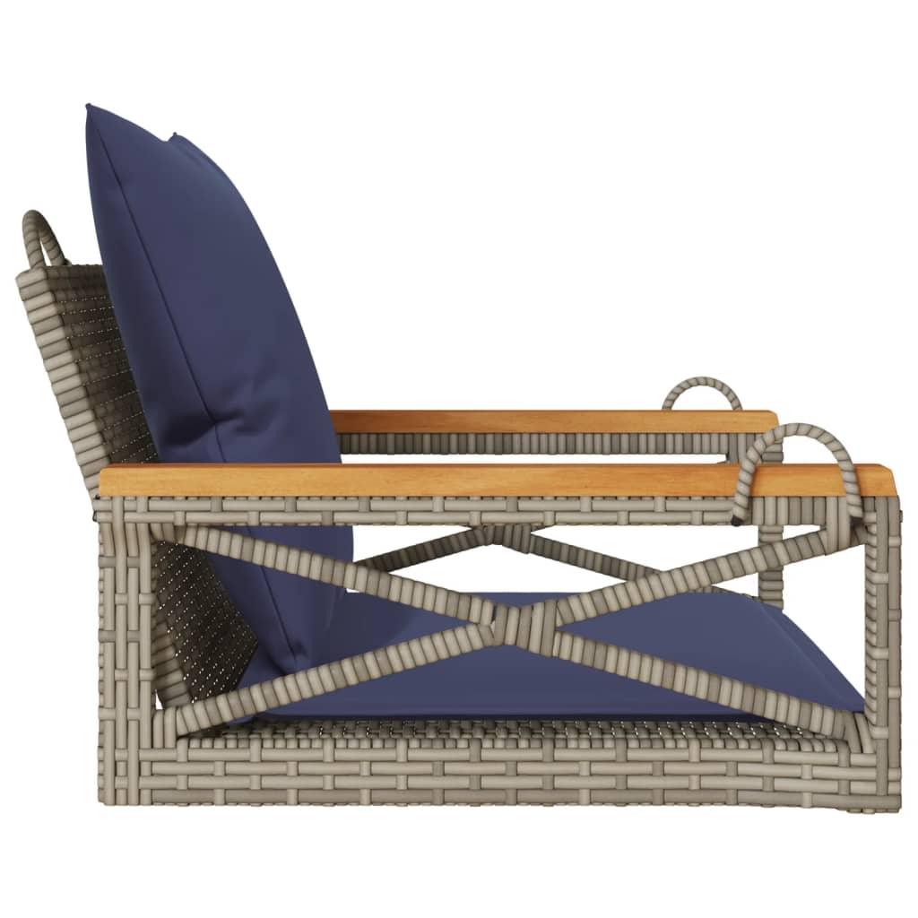vidaXL Swing Bench with Cushions Hammock Chair Poly Rattan Brown/Gray/Black - PRHOMZ