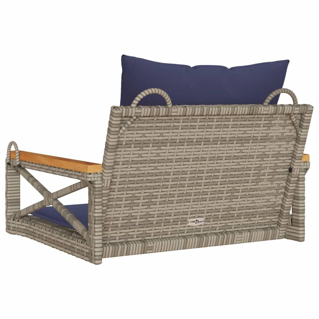 vidaXL Swing Bench with Cushions Hammock Chair Poly Rattan Brown/Gray/Black - PRHOMZ