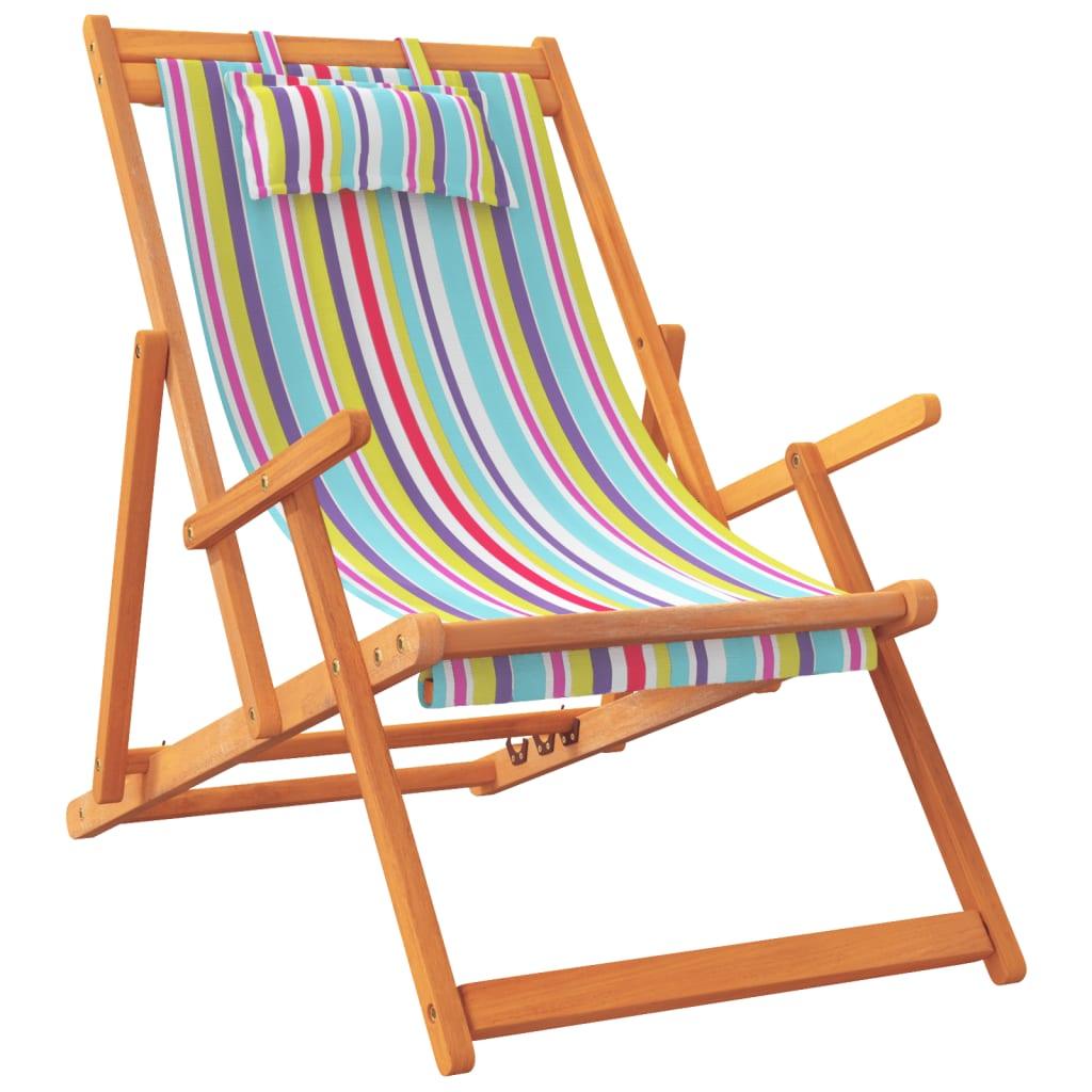 vidaXL Folding Beach Chairs 2 pcs Multicolor Fabric - PRHOMZ