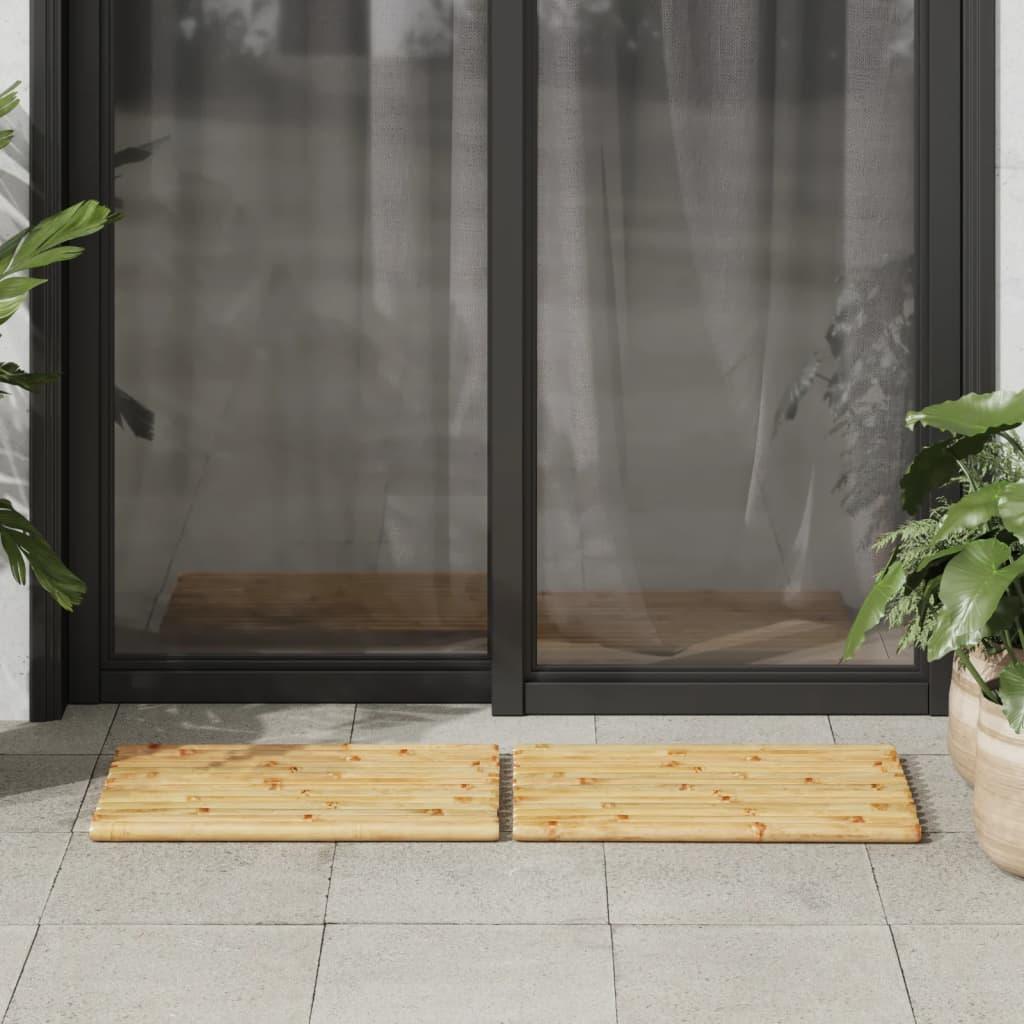vidaXL Bath Mats Doormat Shower Accent Bathroom Kitchen Backyard 2 Pcs Bamboo - PRHOMZ