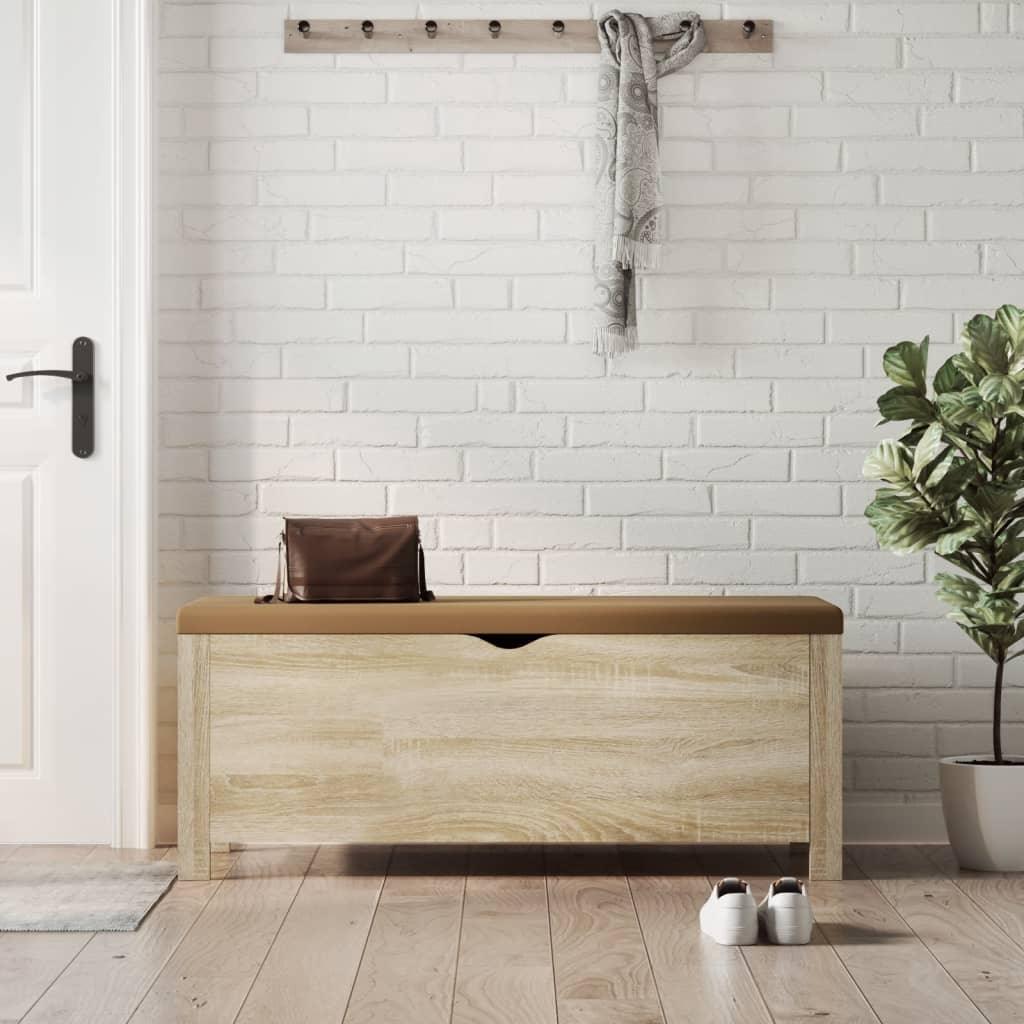 vidaXL Storage Box with Cushion Bench Organizer Living Room Hallway Entryway - PRHOMZ