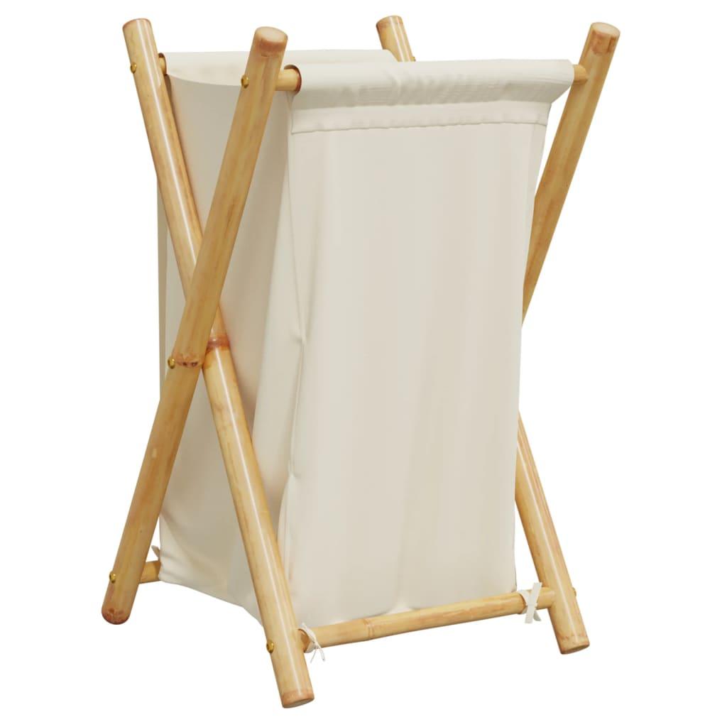 vidaXL Laundry Basket Washing Clothes Hamper Organizer Cream White Bamboo - PRHOMZ