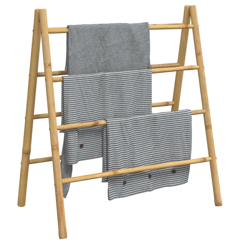 vidaXL Double Towel Ladder with 4 Rungs 35.4"x19.7"x39.4" Bamboo - PRHOMZ