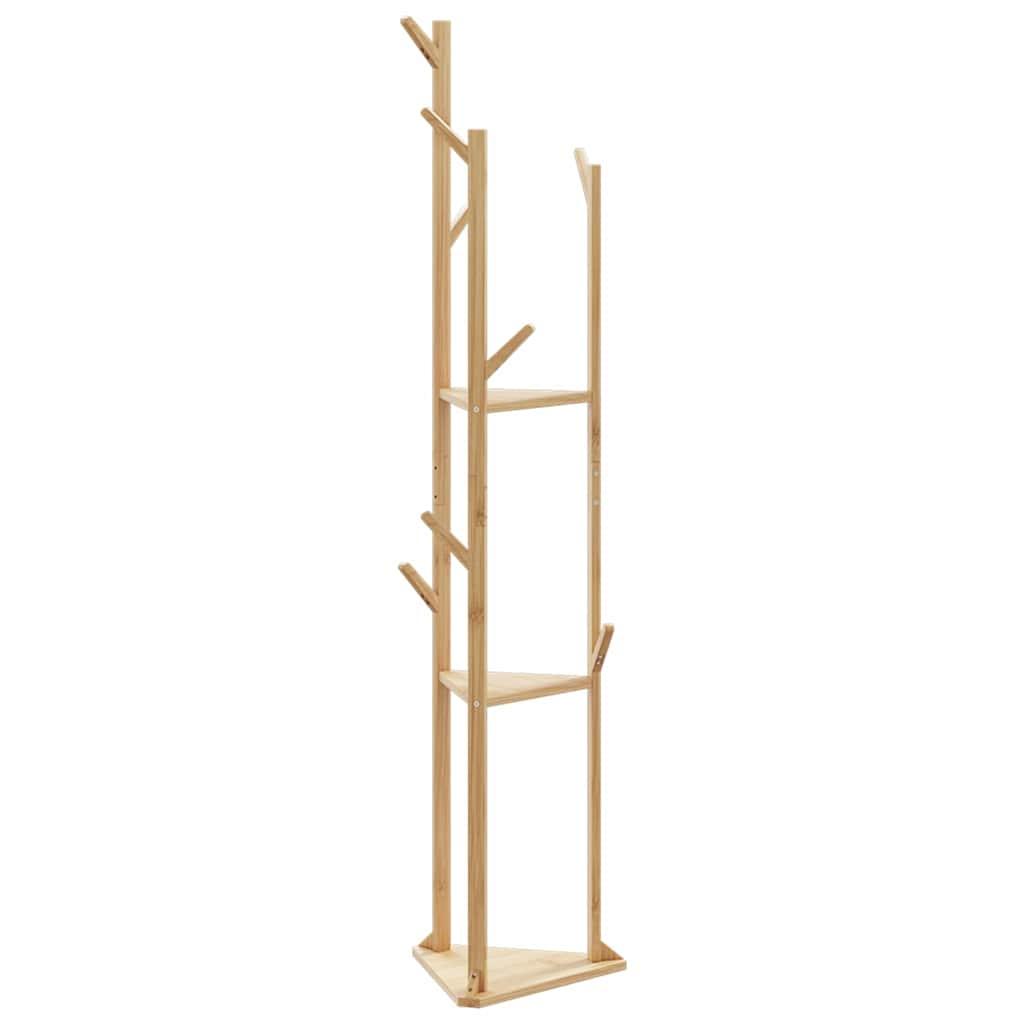 vidaXL Coat Stand with Hooks and Shelves 15.4"x13"x65.4" Bamboo - PRHOMZ