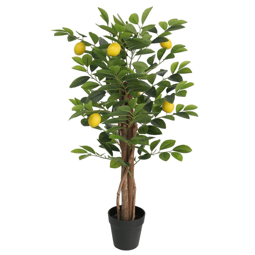 vidaXL Artificial Lemon Tree with 3 Trunks Green 33.5" PP - PRHOMZ