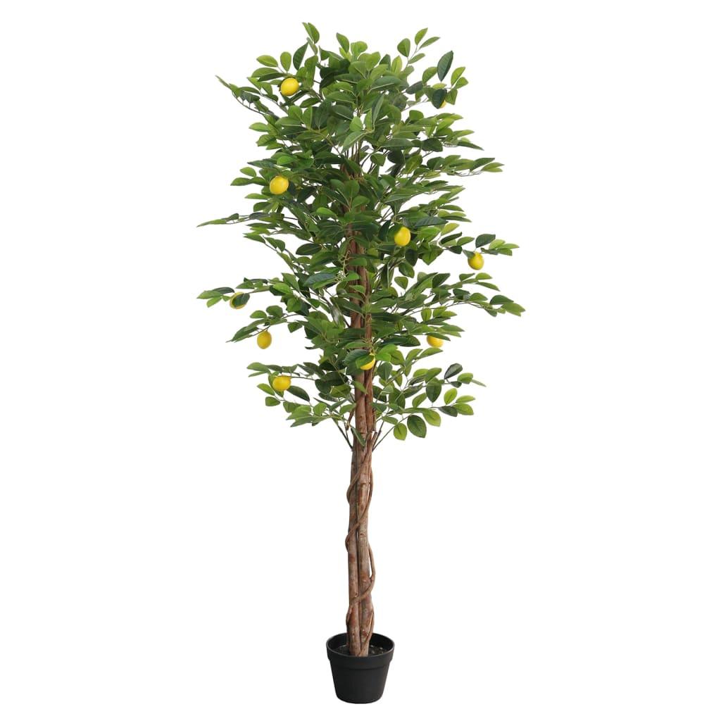 vidaXL Artificial Lemon Tree with 3 Trunks Green 33.5" PP - PRHOMZ