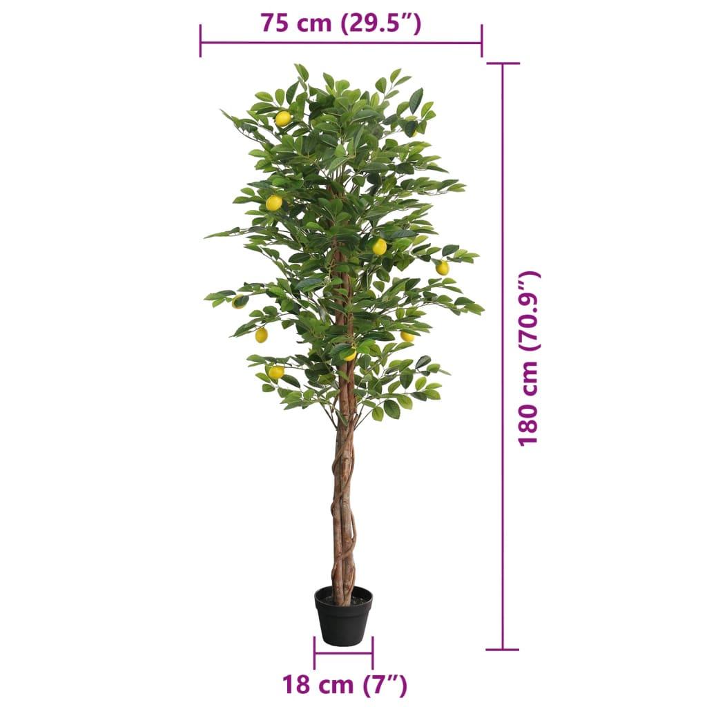 vidaXL Artificial Lemon Tree with 3 Trunks Green 33.5" PP - PRHOMZ