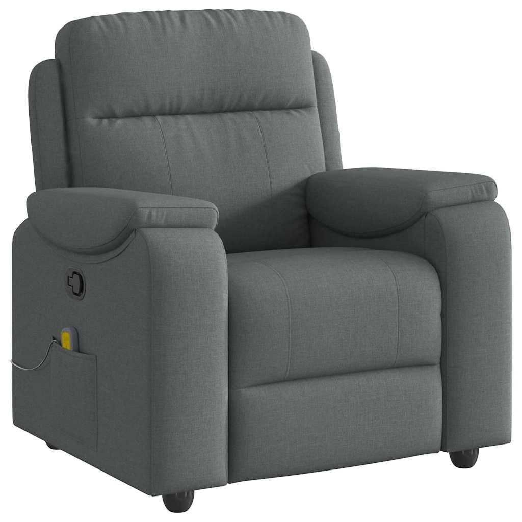vidaXL Massage Recliner Chair Dark Gray Fabric - PRHOMZ