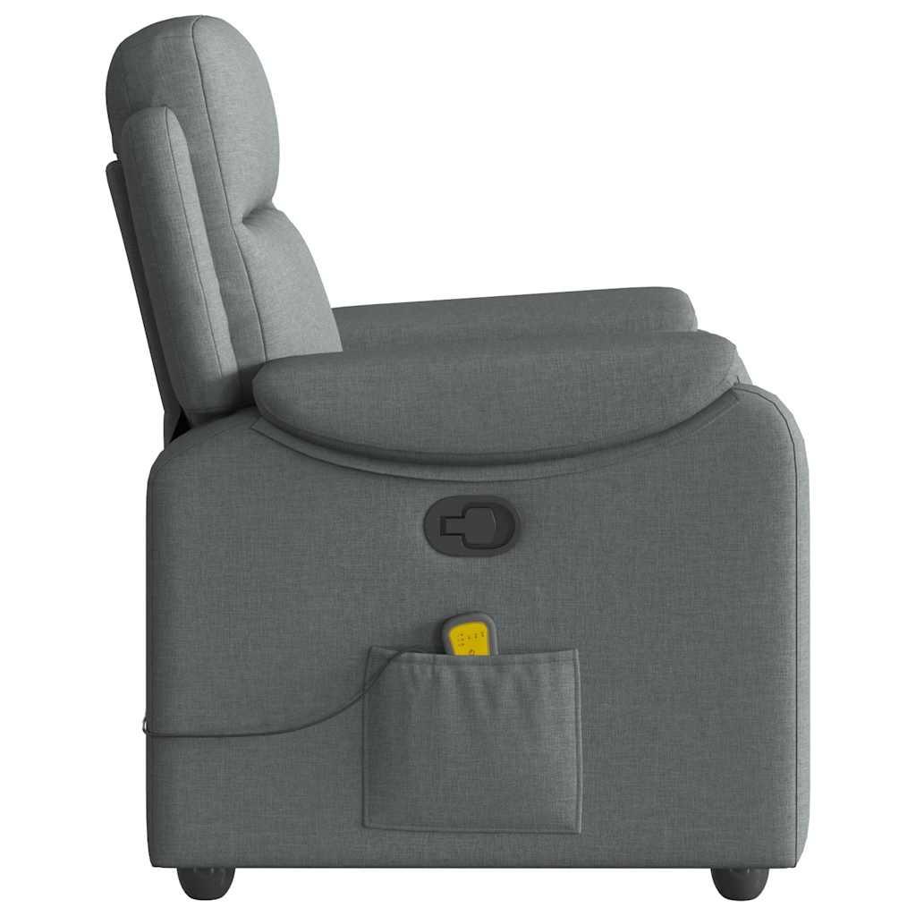 vidaXL Massage Recliner Chair Dark Gray Fabric - PRHOMZ