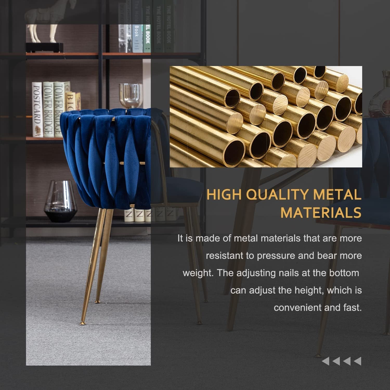 Blue Wingback Dining Chairs Set Of Four Modern Style