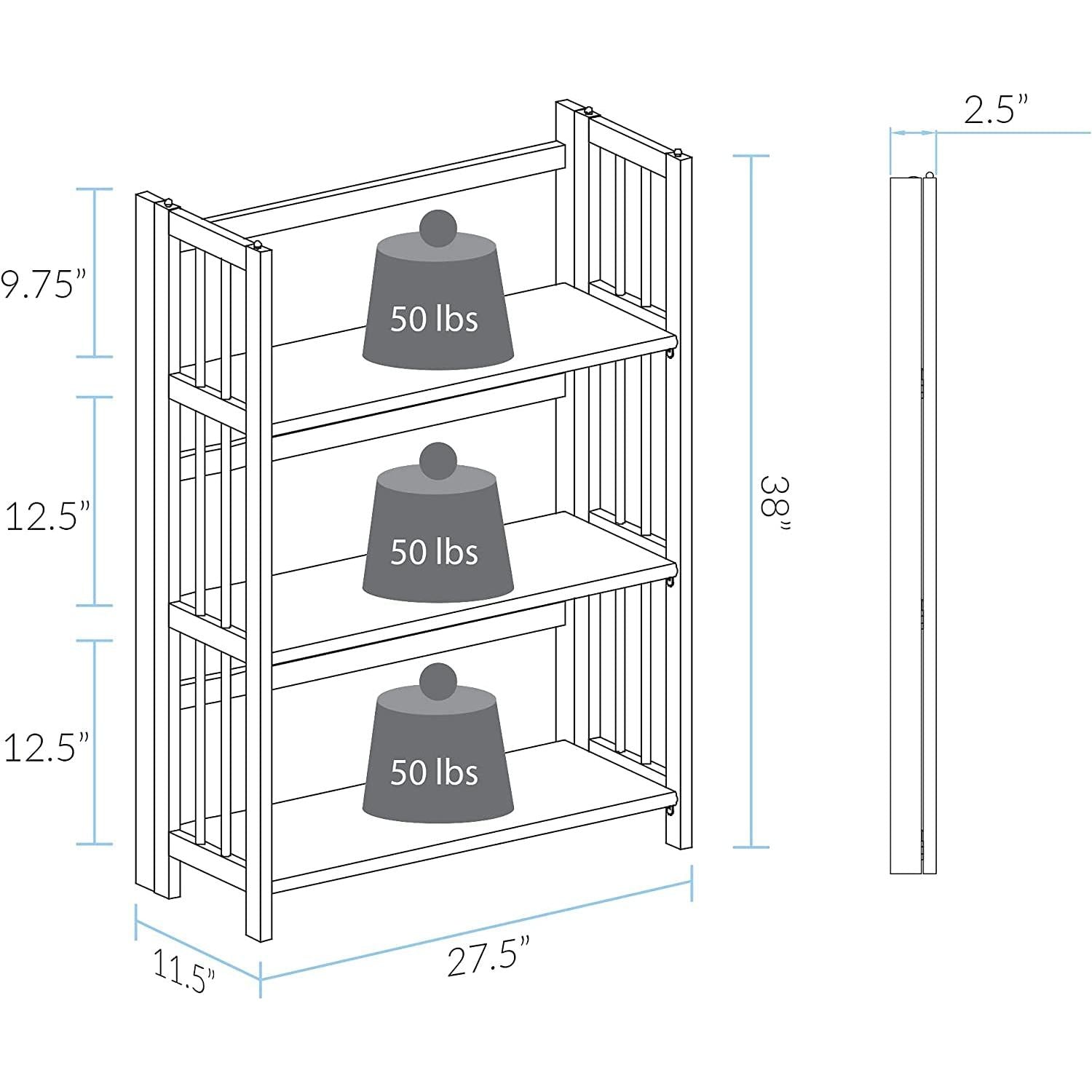 Chestnut Three Shelf Stackable Bookcase Solid Wood