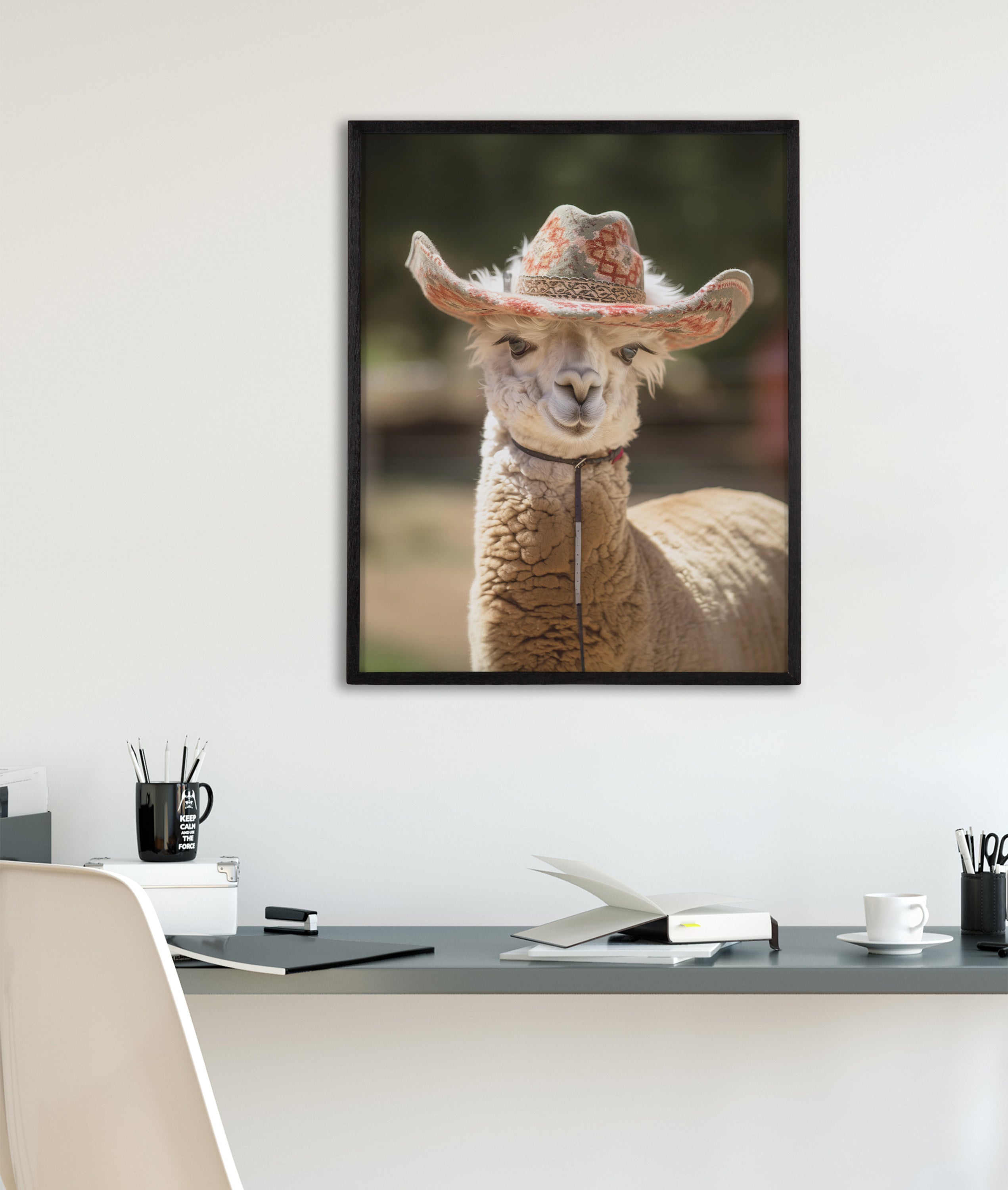 Gallery Boho Llama Alpaca Wearing A Western Cowgirl Hat Print by The Creative Bunch Studio